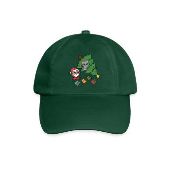 Fröhliche Katze und Weihnachtsbaum - Baseballkappe - Flaschengrün - Vorne
