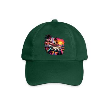 Miami Skyline Gamer Motiv - Geschenk für Gamer - Baseballkappe - Flaschengrün - Vorne