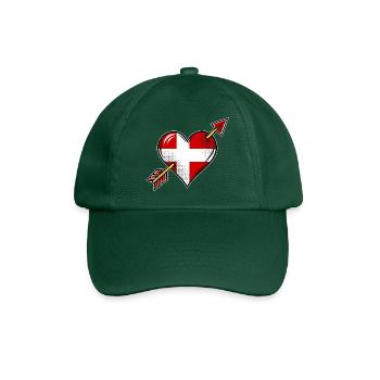 Dänemark Flagge Herz mit Pfeil - Baseballkappe - Flaschengrün - Vorne