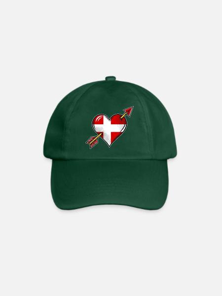 Dänemark Flagge Herz mit Pfeil - Baseballkappe - Flaschengrün