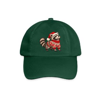 Weihnachts Waschbär – Norwegerpullover - Baseballkappe - Flaschengrün - Vorne