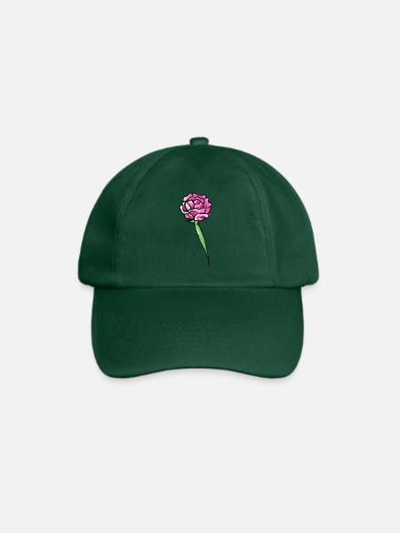 Rosa Aquarell Rosenblüte - Baseballkappe - Flaschengrün