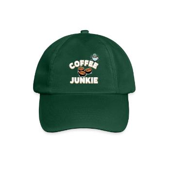 Coffee Junkie - Kaffeebohnen und Tasse - Baseballkappe - Flaschengrün - Vorne