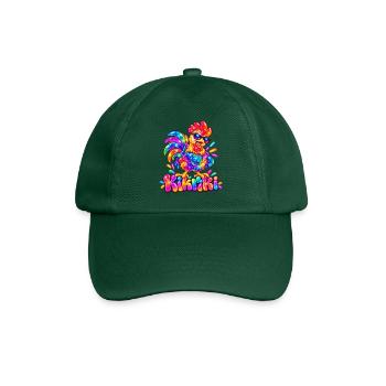 Buntes Huhn mit Sonnenbrille - Baseballkappe - Flaschengrün - Vorne