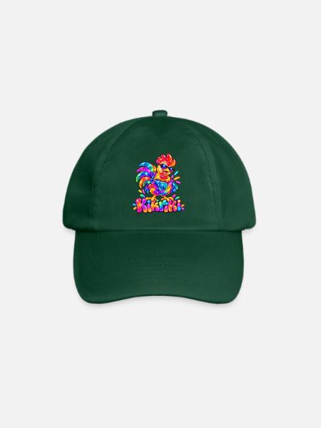 Buntes Huhn mit Sonnenbrille - Baseballkappe - Flaschengrün