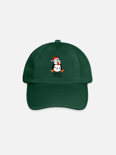 Fröhliche Weihnachtskrise Meme Lustiger Papageientaucher - Baseballkappe - Flaschengrün