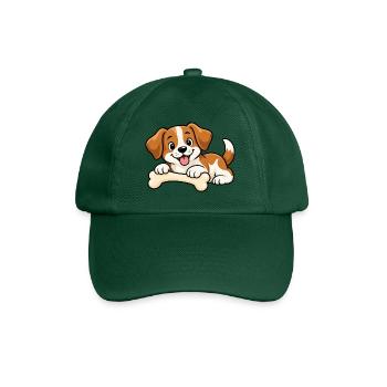 Süßer kleiner Hund mit Knochen – Comic Welpe - Baseballkappe - Flaschengrün - Vorne