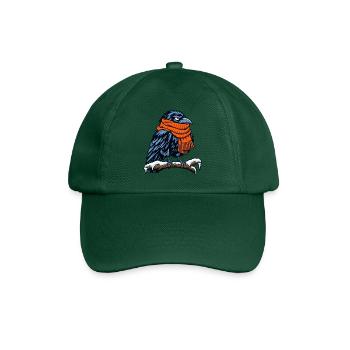 Krähe mit orangefarbenem Schal - Baseballkappe - Flaschengrün - Vorne