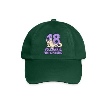 18 Geburtstag Volljährig Völlig Planlos Katze - Baseballkappe - Flaschengrün - Vorne