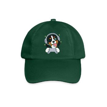 Gaming Berner Sennenhund mit Headset u Controller - Baseballkappe - Flaschengrün - Vorne