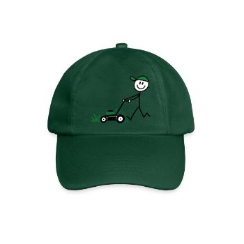 Lustiger Gärtner mit Rasenmäher Comic - Baseballkappe - Flaschengrün - Vorne