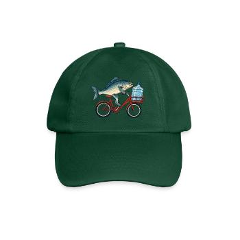 Fisch auf Fahrrad mit Wasserflasche - Baseballkappe - Flaschengrün - Vorne