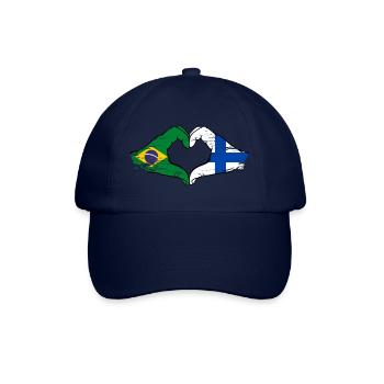 Brazil Finland Flag Hands Heart Shape Used - Baseball Cap - blue/blue - Front