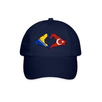 Bosnien Türkei Flagge Hände Herzform used - Baseballkappe - Blau/Blau - Vorne