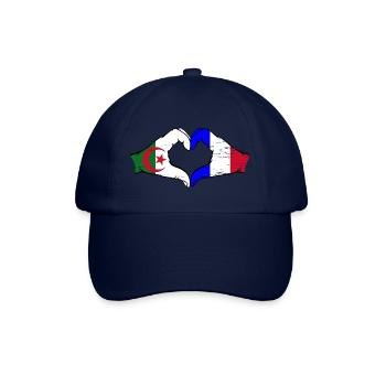 Algerien Frankreich Flagge Hände Herzform used - Baseballkappe - Blau/Blau - Vorne