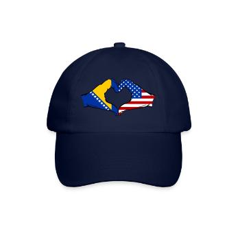 Bosnien USA Flagge Hände Herzform - Baseballkappe - Blau/Blau - Vorne