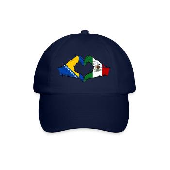 Bosnien Mexiko Flagge Hände Herzform used - Baseballkappe - Blau/Blau - Vorne