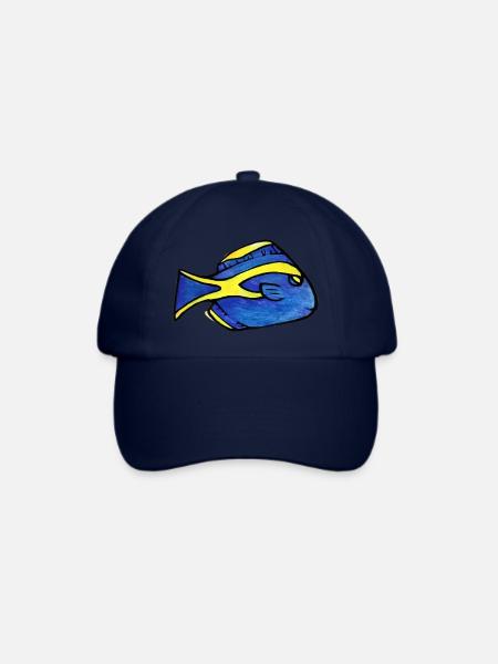 Blauer Kaiserfisch mit gelbem Streifen - Baseballkappe - Blau/Blau