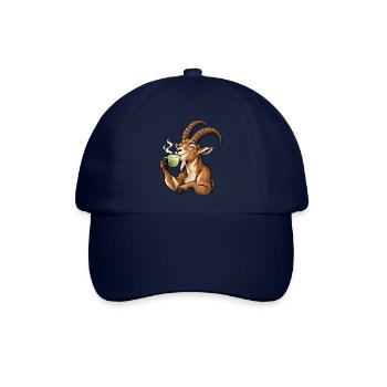 Steinbock mit Matcha Latte – Alpen und Sternzeiche - Baseballkappe - Blau/Blau - Vorne