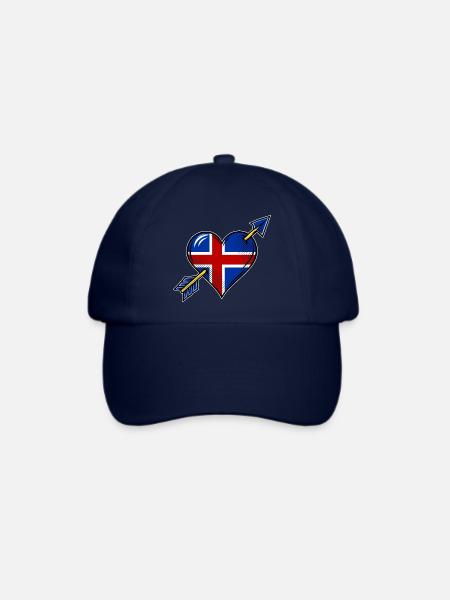 Island Flagge Herz mit Pfeil - Baseballkappe - Blau/Blau
