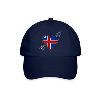 Island Flagge Herz mit Pfeil - Baseballkappe - Blau/Blau - Vorne
