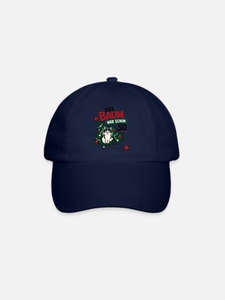 Lustige Katze im Weihnachtsbaum - Baseballkappe - Blau/Blau