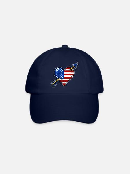 USA Flagge Herz mit Pfeil - Baseballkappe - Blau/Blau