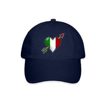 Italien Flagge Herz mit Pfeil - Baseballkappe - Blau/Blau - Vorne