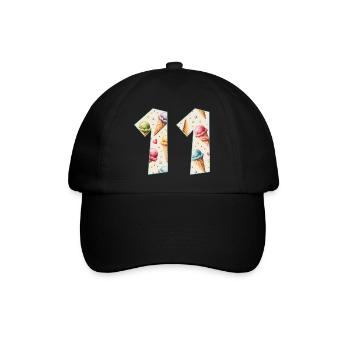 EISCREME NUMMER 11 JAHRE EIS 11. GEBURTSTAG - Baseballkappe - Schwarz/Schwarz - Vorne