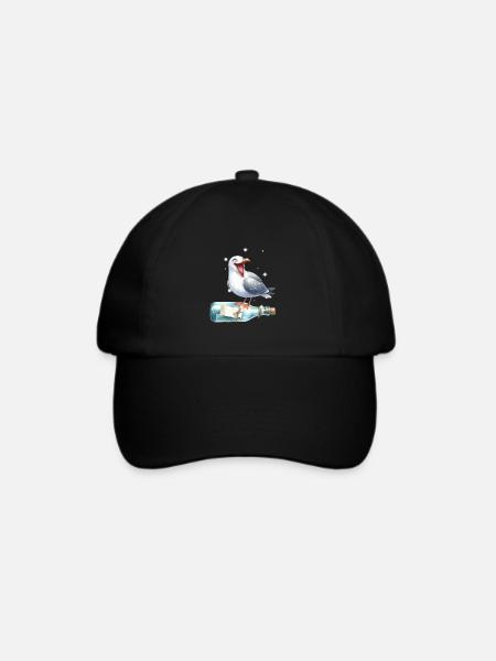 maritim Möwe Flaschenpost Möwen - Baseballkappe - Schwarz/Schwarz