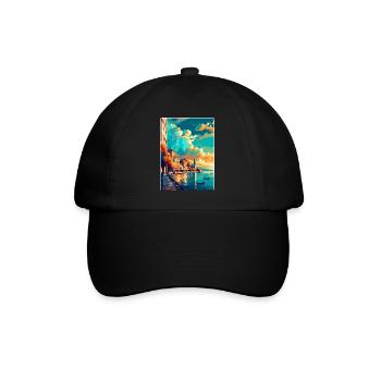 Thessalonique Grèce Affiche de voyage vintage souvenir - Casquette classique - noir/noir - Devant