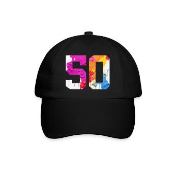 FARBIG NUMMER 50 BUNT 50. GEBURTSTAG - Baseballkappe - Schwarz/Schwarz - Vorne