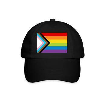 LGBT Pride Flag / Neue Regenbogen Progress Flagge - Baseballkappe - Schwarz/Schwarz - Vorne