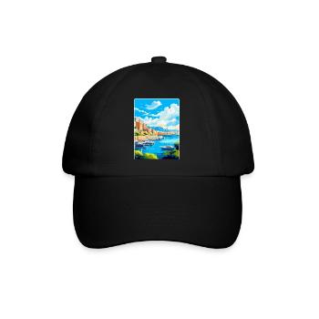 Monaco French Riviera France Vintage Travel Poster - Baseball Cap - black/black - Front