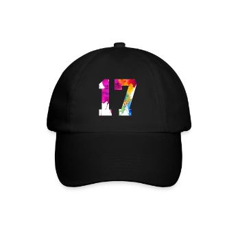 NUMMER 17 JAHRE ALT 17. GEBURTSTAG - Baseballkappe - Schwarz/Schwarz - Vorne