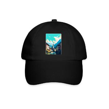Chur Switzerland Vintage Travel Poster Souvenir - Baseball Cap - black/black - Front