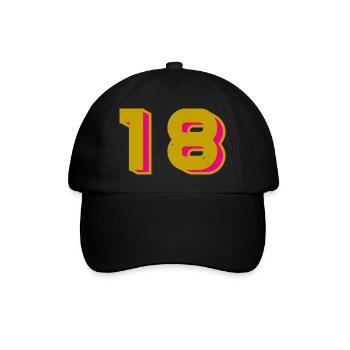 18 - Baseballkappe - Schwarz/Schwarz - Vorne