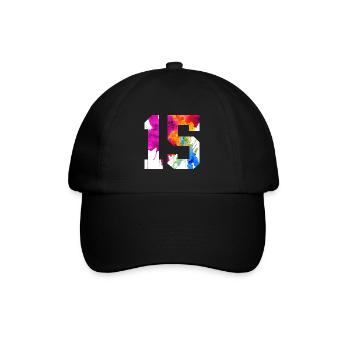 NUMMER 15 JAHRE ALT 15. GEBURTSTAG - Baseballkappe - Schwarz/Schwarz - Vorne