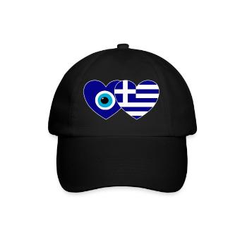Greece Flag Lucky Charm Nazar Pearl - Baseball Cap - black/black - Front
