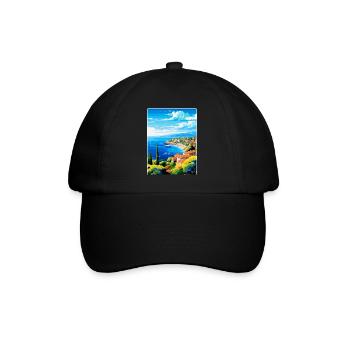 Côte d Azur Frankreich Vintage Reiseplakat Souvenir - Baseballkappe - Schwarz/Schwarz - Vorne