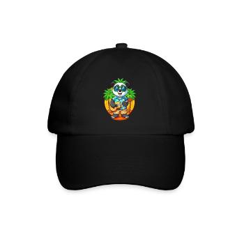 Lustige Panda Sommer Strand Sonnenbrille Hawaiianisch - Baseballkappe - Schwarz/Schwarz - Vorne