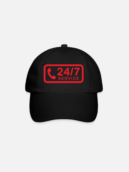 24/7 h Service - Baseballkappe - Schwarz/Schwarz