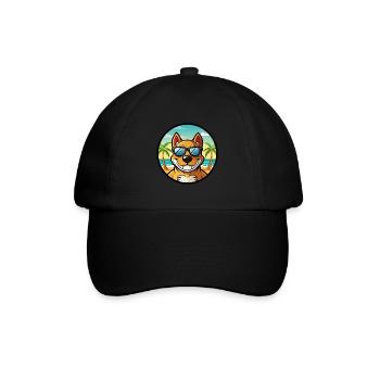 Cordoba Fighting Dog Breed Cartoon Sunglass Beach - Baseball Cap - black/black - Front