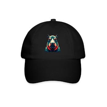 Hippo Cartoon Character Colorful Pet Animal - Baseball Cap - black/black - Front