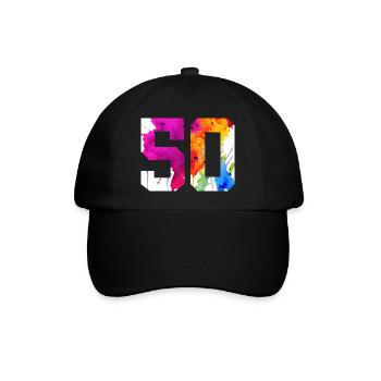 NUMMER 50 JAHRE ALT 50. GEBURTSTAG - Baseballkappe - Schwarz/Schwarz - Vorne