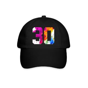 NUMMER 30 JAHRE ALT 30. GEBURTSTAG - Baseballkappe - Schwarz/Schwarz - Vorne
