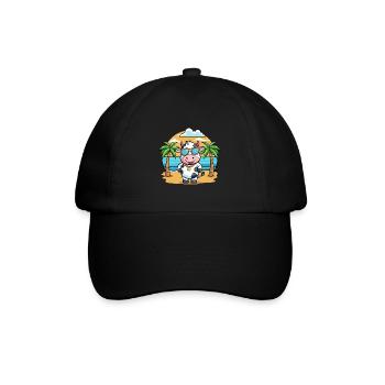 Cow Funny Cartoon Summer Beach Sunglasses - Baseball Cap - black/black - Front