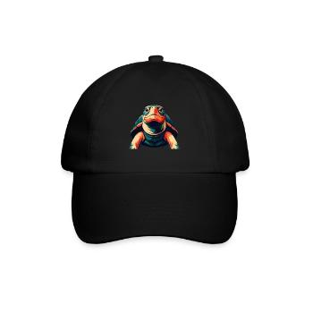 Turtle Cartoon Character Colorful Pet Animal - Baseball Cap - black/black - Front