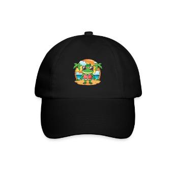 Frog Funny Cartoon Summer Beach Sunglasses - Baseball Cap - black/black - Front