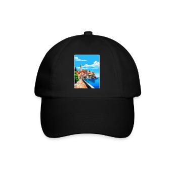 Piran Slovenia Vintage Travel Poster Souvenir WPA - Baseball Cap - black/black - Front